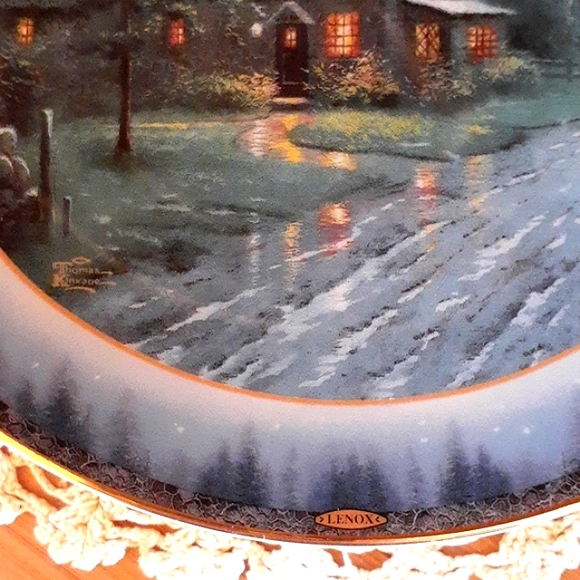 ๐*VINTAGE* LENOX ~KINKADE~ PEACEFUL RETREATS "MOONLIT LANE" WALL PLATE #517 A - Picture 9 of 12